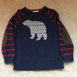 Hanna Anderson boys leather elbow patch sweater.